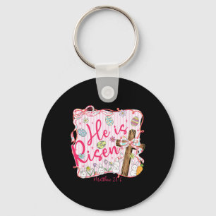He Is Risen Jesus Christian Easter Coquette Bow Fa Key Ring