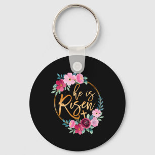 He Is Risen Jesus Christian Easter Floral Wreath W Key Ring