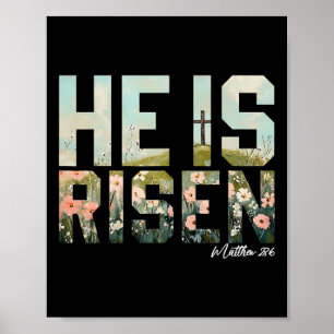 He Is Risen Jesus Christian Floral Easter Women Ki Poster