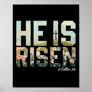 He Is Risen Jesus Christian Floral Easter Women Ki Poster
