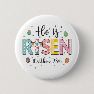 He is Risen Jesus Christian Happy Easter 6 Cm Round Badge