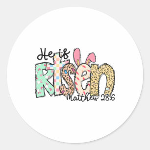 He Is Risen Jesus Christian Happy Easter Day Women Classic Round Sticker
