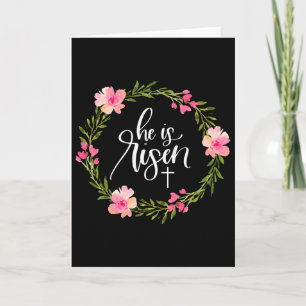 He Is Risen Jesus Christian Happy Easter Floral Wr Card