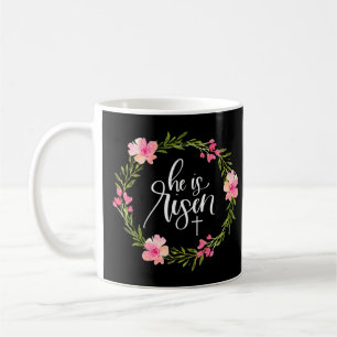 He is Risen Jesus Christian Happy Easter Floral Wr Coffee Mug