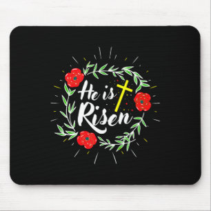 He Is Risen Jesus Christian Happy Easter Floral Wr Mouse Pad