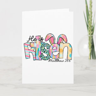 He Is Risen Jesus Christian Happy Easter Kids Wome Card
