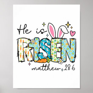 He Is Risen Jesus Christian Happy Easter Kids Wome Poster