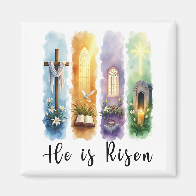 He is Risen Jesus Christian Happy Easter Magnet (Front)