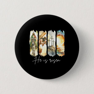 He Is Risen Jesus Christian Happy Easter Women Kid 6 Cm Round Badge