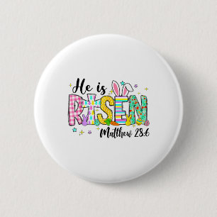 He Is Risen Jesus Christian Happy Easter Women Kid 6 Cm Round Badge