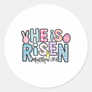 He Is Risen Jesus Christian Happy Easter Women Kid Classic Round Sticker