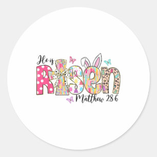 He Is Risen Jesus Christian Happy Easter Women Kid Classic Round Sticker