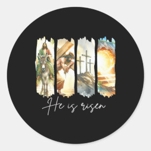 He Is Risen Jesus Christian Happy Easter Women Kid Classic Round Sticker