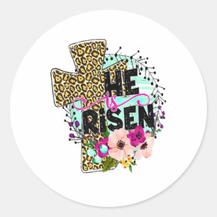 He Is Risen Jesus Christian Happy Easter Women Kid Classic Round Sticker