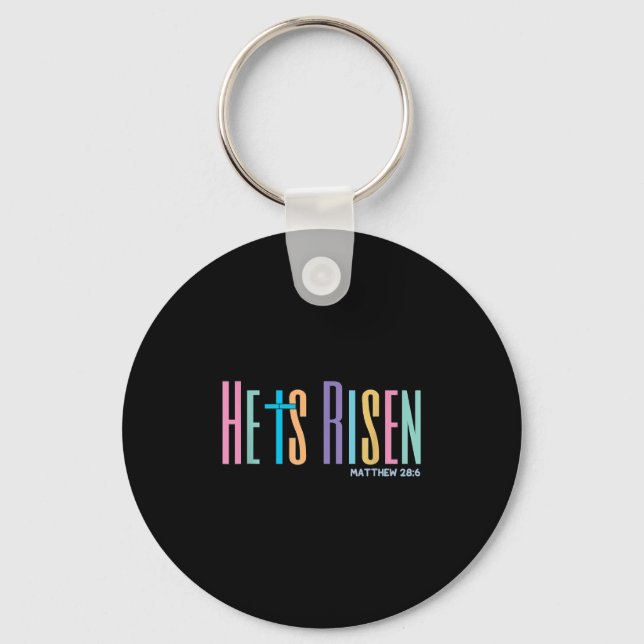 He Is Risen Jesus Christian Happy Easter Women Kid Key Ring (Front)