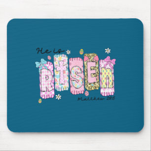 He is risen jesus christian happy easter women kid mouse pad