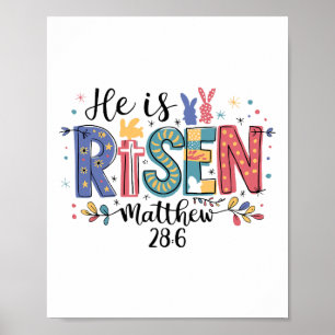 He Is Risen Jesus Christian Happy Easter Women Kid Poster