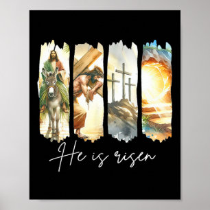 He Is Risen Jesus Christian Happy Easter Women Kid Poster