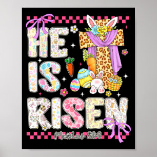 He is risen jesus christian happy easter women kid poster