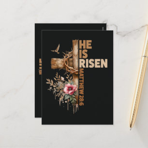 He is Risen Jesus Christian Religious Easter Holiday Postcard