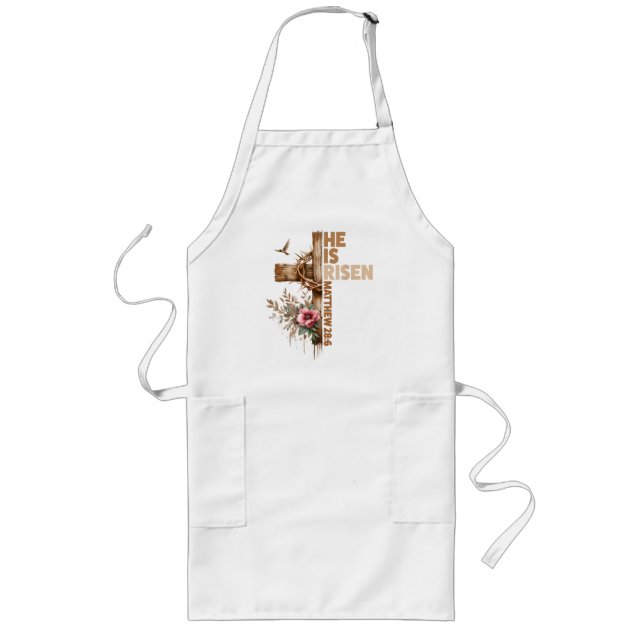 He is Risen Jesus Christian Religious Easter Long Apron (Front)