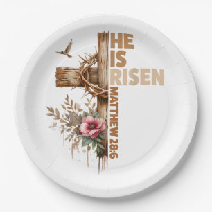 He is Risen Jesus Christian Religious Easter Paper Plate
