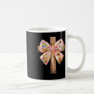 He Is Risen Jesus Coquette Bow Easter Cross Women  Coffee Mug