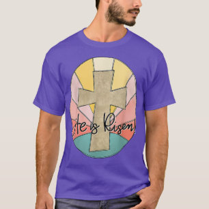 He Is Risen Jesus Cross Christian Easter Day Retro T-Shirt