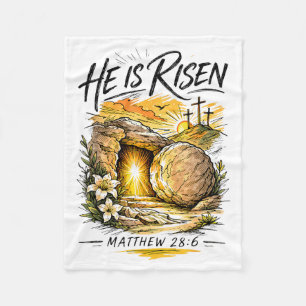 He is Risen Jesus Cross Religious Easter Christian Fleece Blanket
