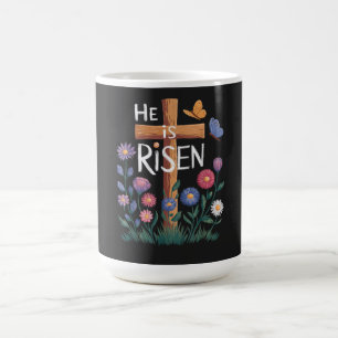 He Is Risen Jesus Floral Christian Easter Coffee Mug