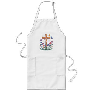 He Is Risen Jesus Floral Christian Easter Long Apron