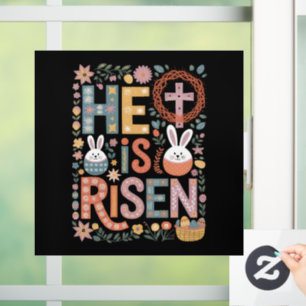 He is Risen Jesus Floral Cute Easter Bunny Rabbit