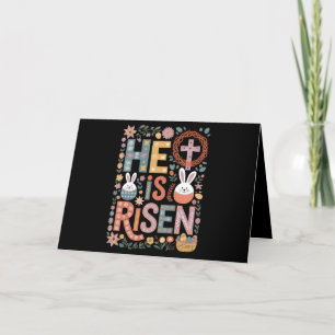 He is Risen Jesus Floral Cute Easter Bunny Rabbit Thank You Card