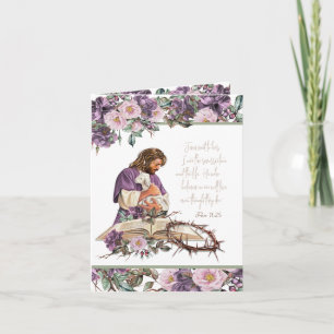 He is Risen   Jesus Holding Lamb Card