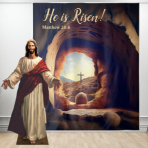 He is Risen! Jesus Resurrected Empty Tomb Tapestry