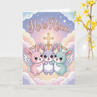 He Is Risen Kawaii Easter Card  Cute Religious 