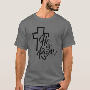 He Is Risen Leopard Cross Vintage Happy Easter 202 T-Shirt