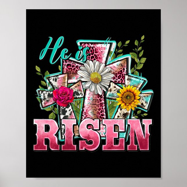 He Is Risen Leopard Happy Easter Day Christian Jes Poster (Front)