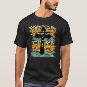 He Is Risen Leopard Rainbow Christian Jesus Happy T-Shirt