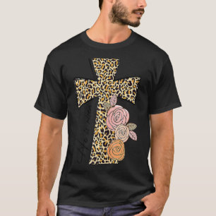 He Is Risen Leopard Rainbow Christian Jesus Happy T-Shirt