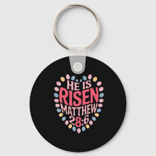 He Is Risen Matthew 286 Boho Floral Christian Bibl Key Ring