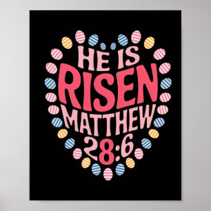 He Is Risen Matthew 286 Boho Floral Christian Bibl Poster