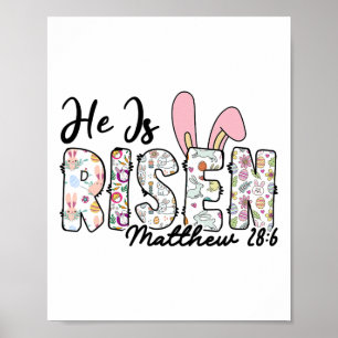 He Is Risen Matthew 286 Easter Christian Bible Jes Poster