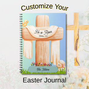 He Is Risen Matthew 28:6 Christian Cross Notebook