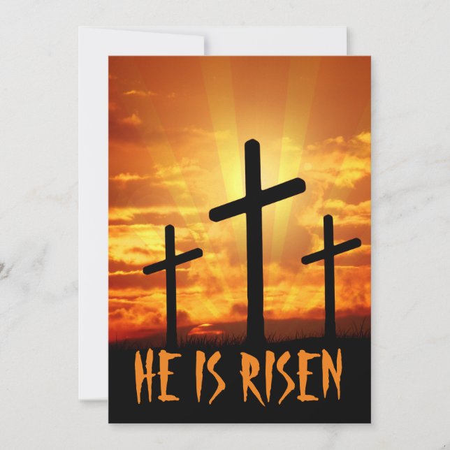 He Is Risen Matthew 28:6 Easter  Invitation (Front)