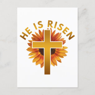 He Is Risen Matthew 28:6 Easter Sunflower Postcard