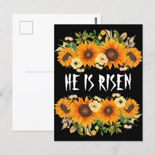 He Is Risen Matthew 28:6 Easter Sunflowers Postcard