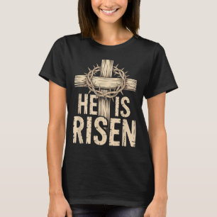 He is risen matthew 28_6 retro vintage cross happy T-Shirt