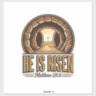 He Is Risen Matthew 28 6 Vintage Christian Design_