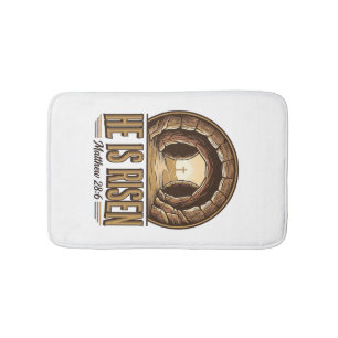 He Is Risen Matthew 28 6 Vintage Christian Design_ Bath Mat